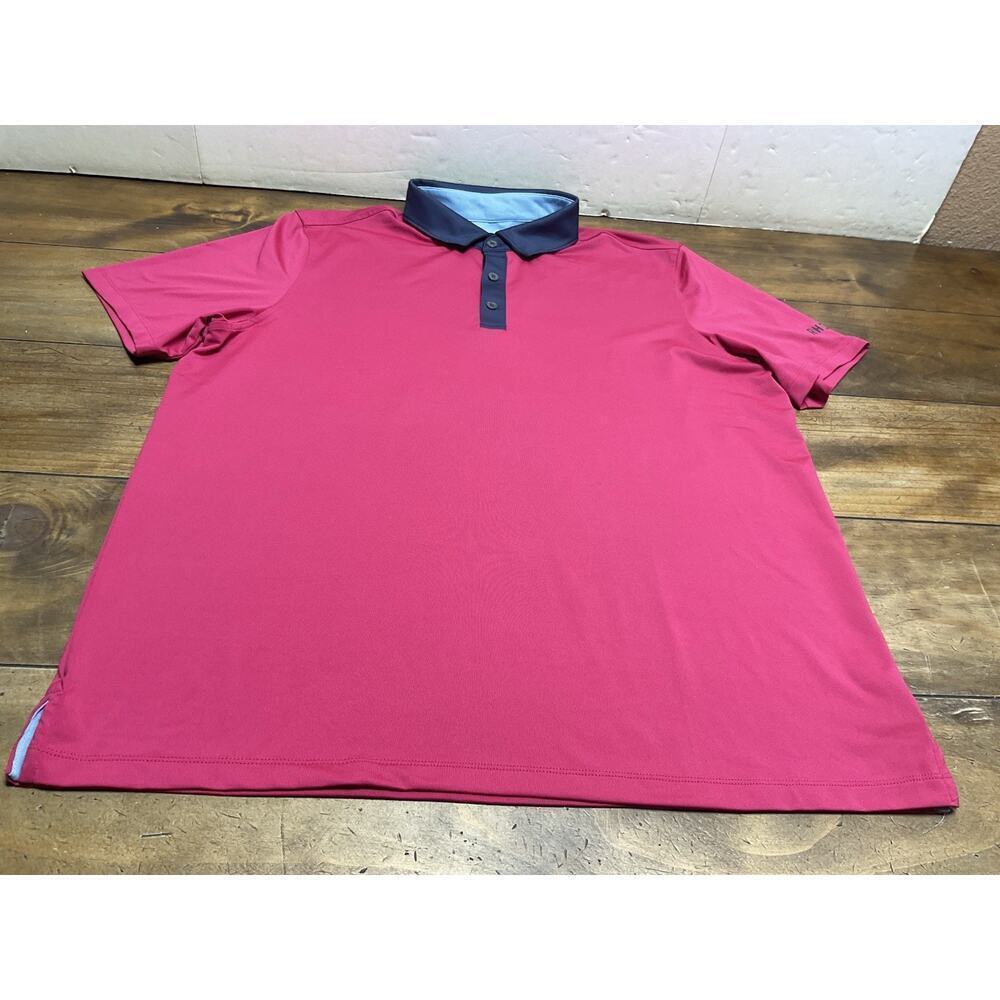 Rhone Polo Mens Large Pink Sport Golf Performance Stretch Flex Casual Hybrid